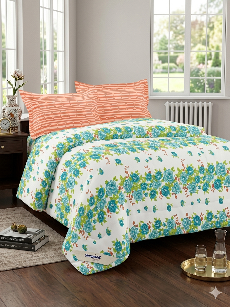 Sleepwell Whisper Premium 100% Cotton Double Bedsheet Set with 2 Pillow Covers