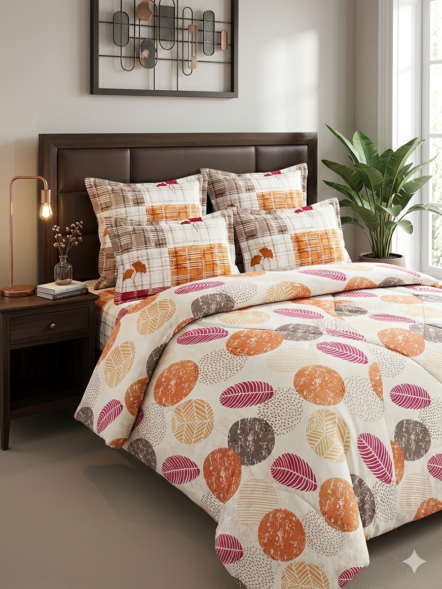 Indra's Desi Fusion Premium King Bedsheet Set with 2 Co-ordinated Pillow Covers