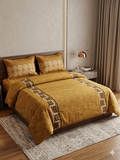 SUCCESS Sequence King Size Double Bedsheet Set with 2 Pillow Covers (Mustard/Ochre) 100% Cotton